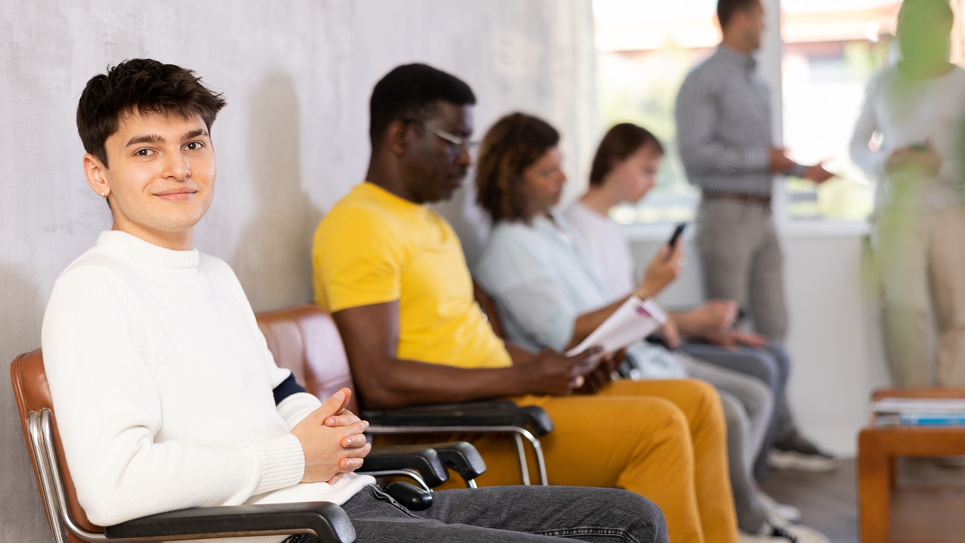 Diverse patients in UAF Legacy Health waiting area